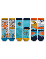 3pk Kids Cotton Ocean Ankle Socks