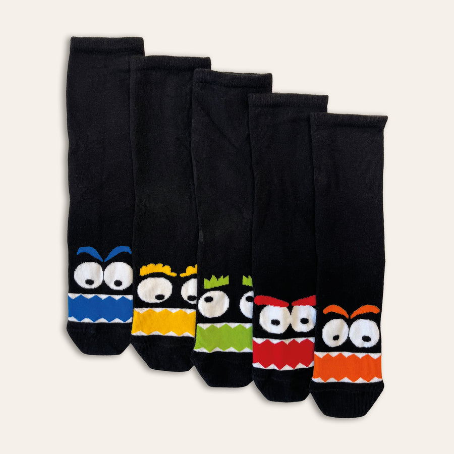 5pk Kids Bamboo Ankle Socks - Monster