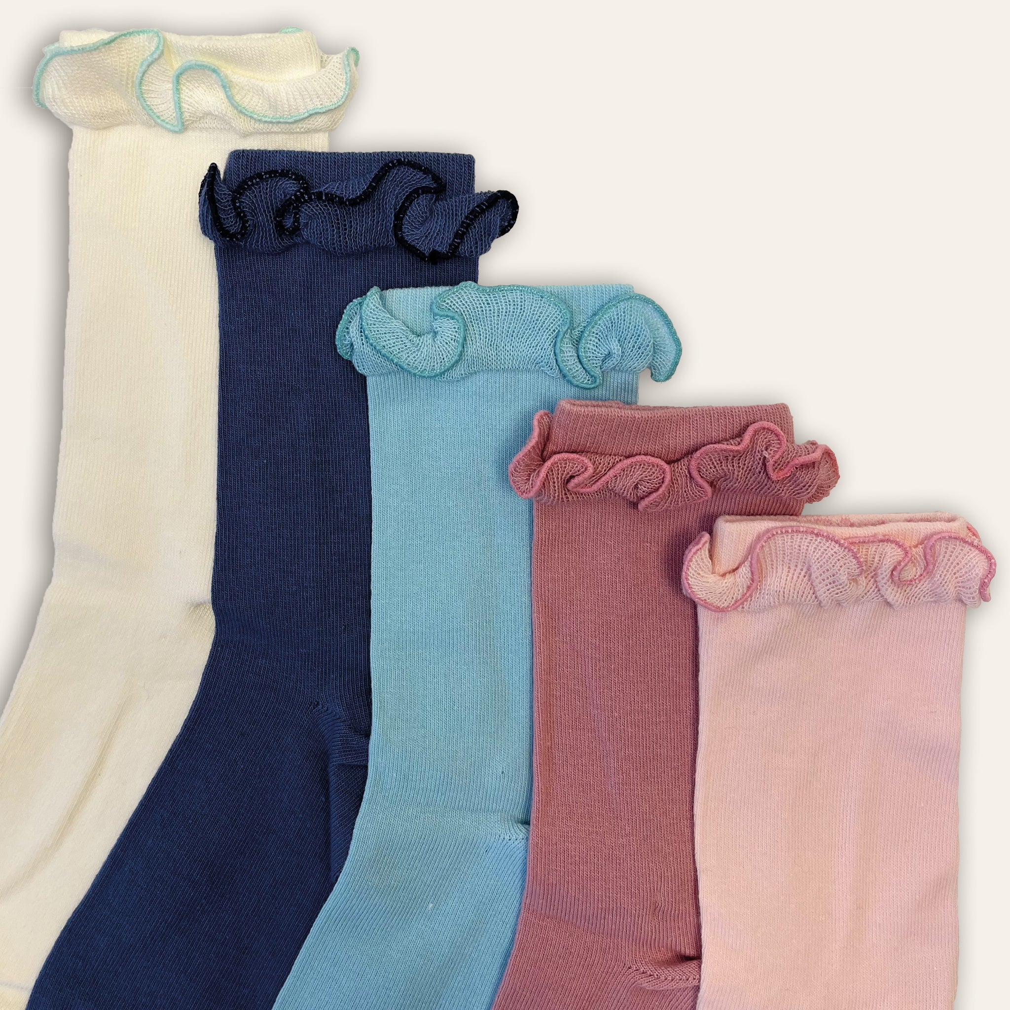 5pk Kids Cotton Frilly Ankle Socks - Pastel