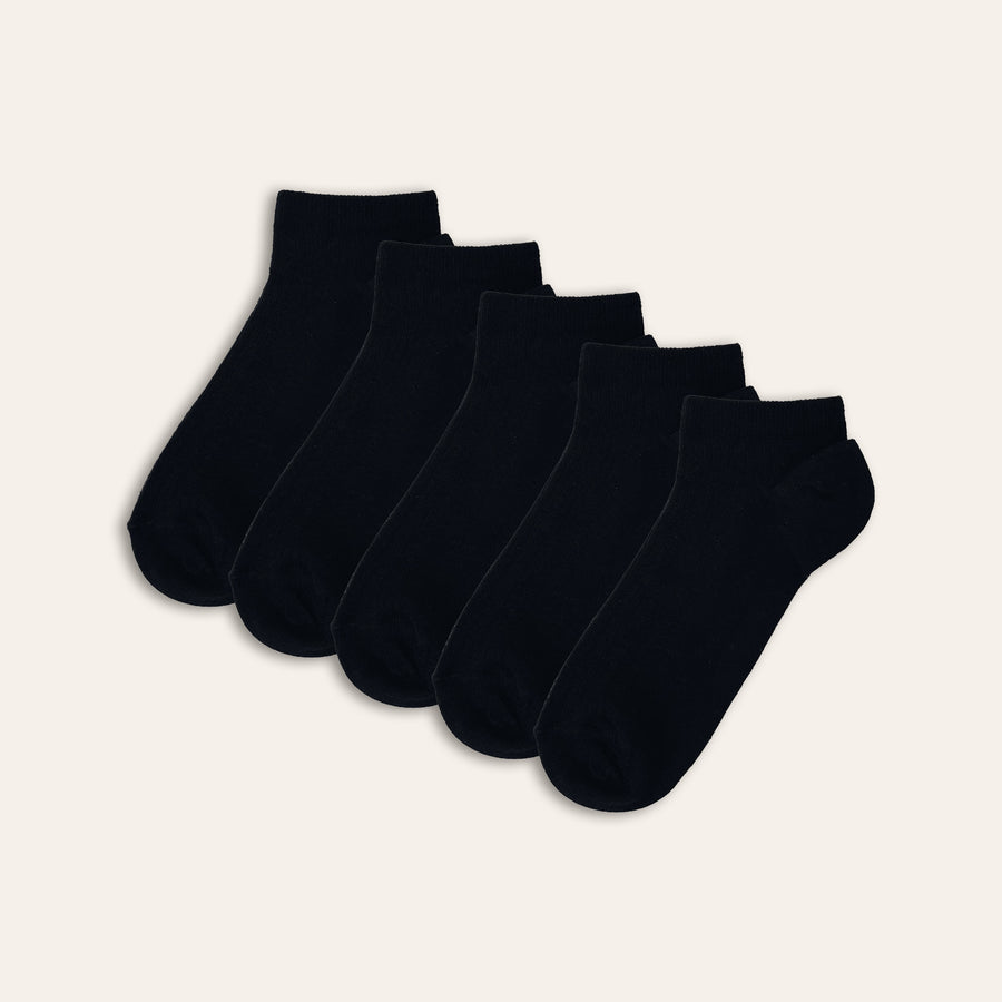 5pk Ladies Bamboo Trainer Liner Socks - Black