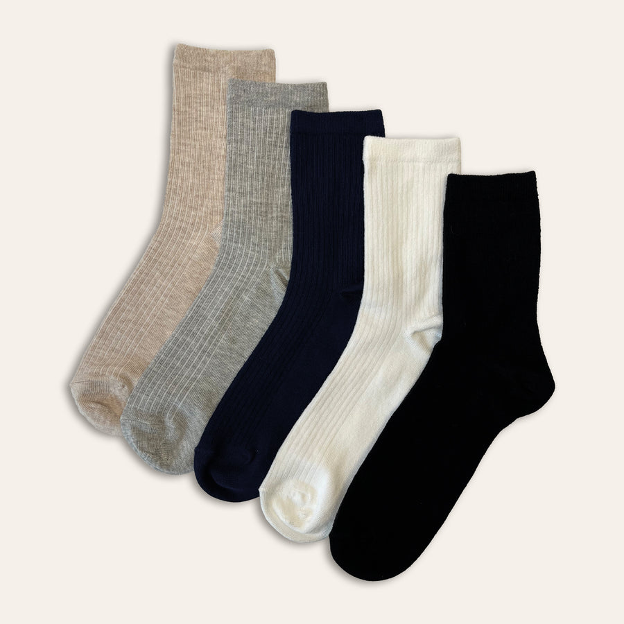 5pk Ladies Bamboo Ankle Socks - Natural