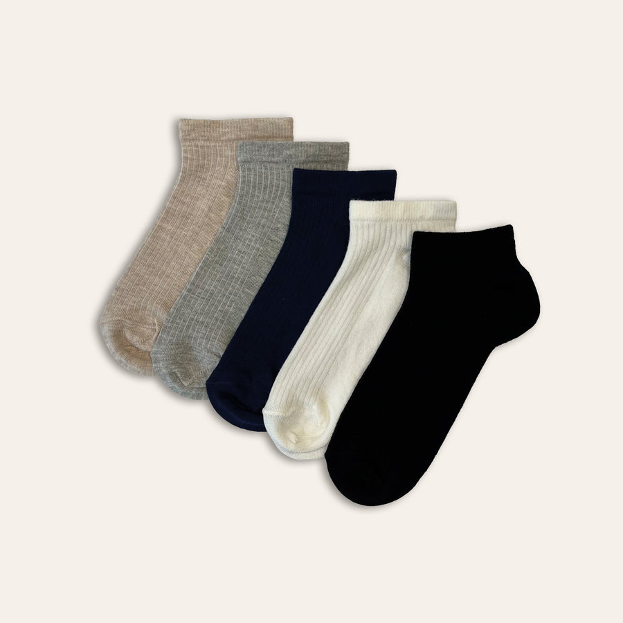 5pk Ladies Bamboo Trainer Liner Socks - Natural