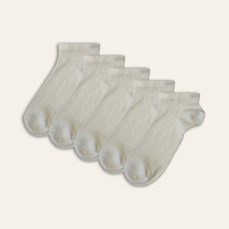 5pk Ladies Bamboo Trainer Liner Socks - White