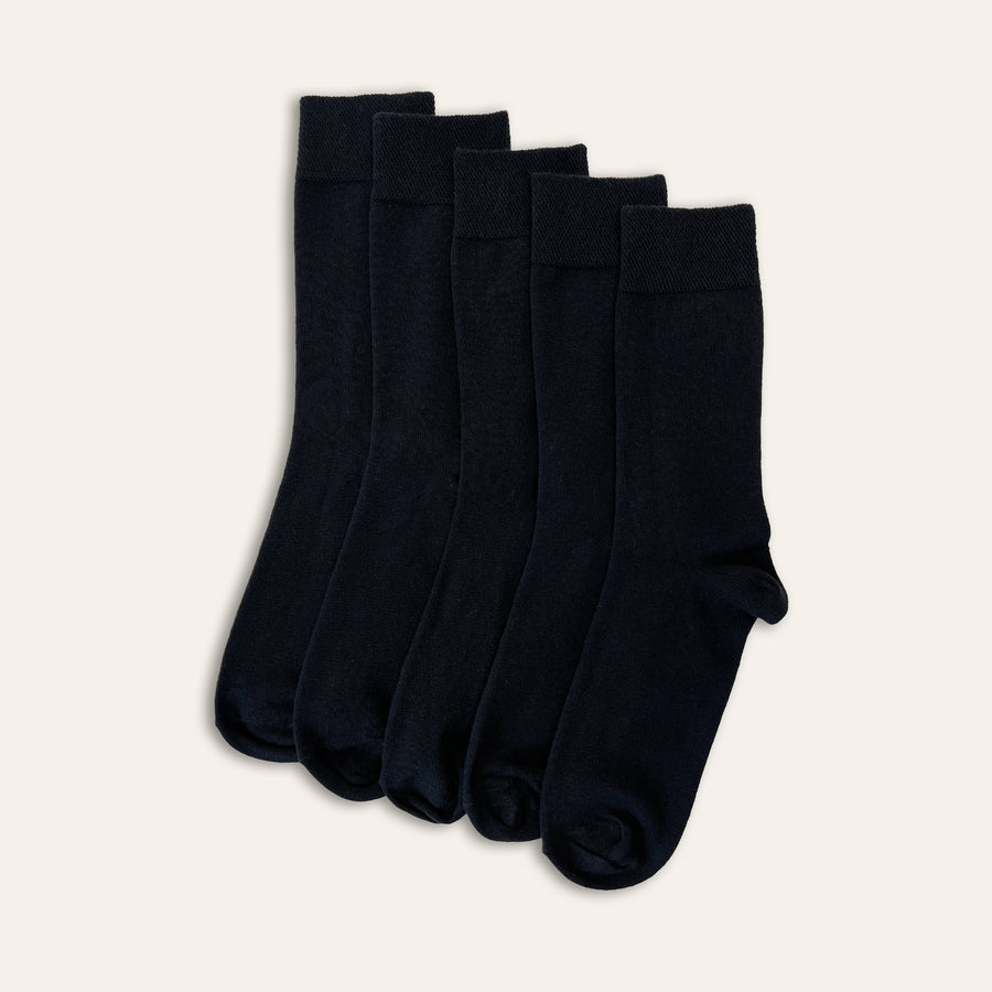 5pk Mens Cotton Modal Ankle Socks - Black