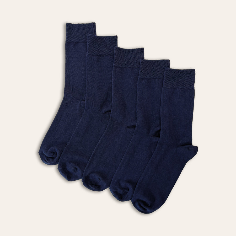 5pk Mens Cotton Modal Ankle Socks - Navy