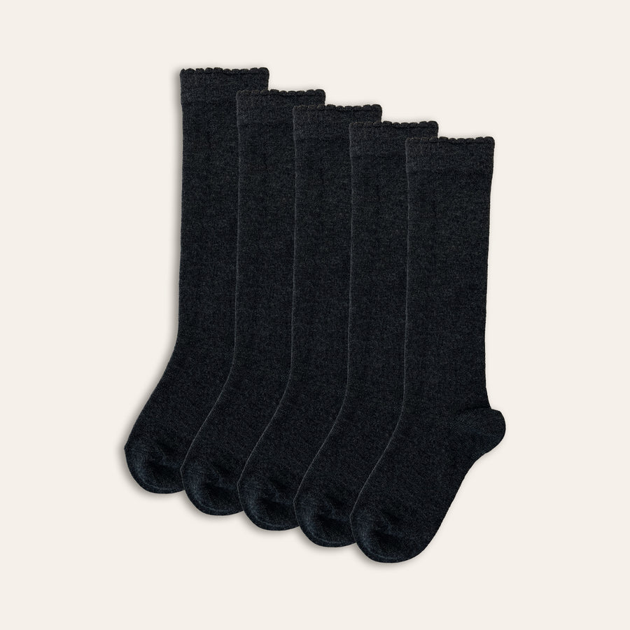 5pk Kids Bamboo Knee High Socks - Grey