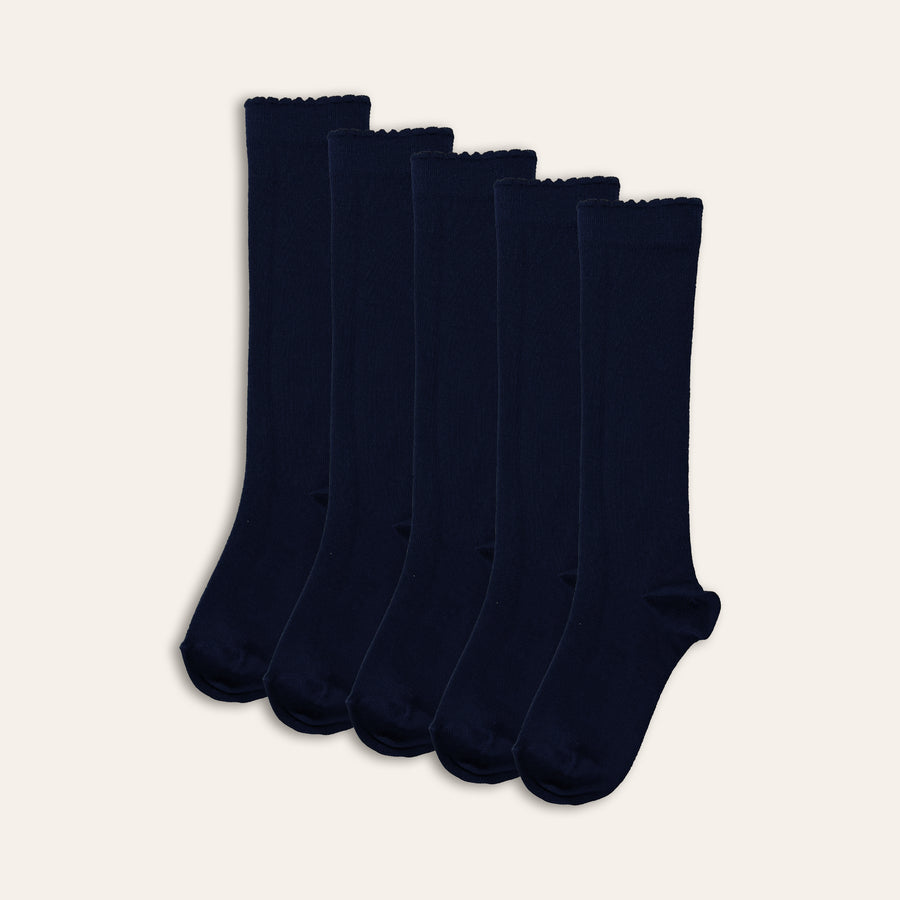 5pk Kids Bamboo Knee High Socks - Navy