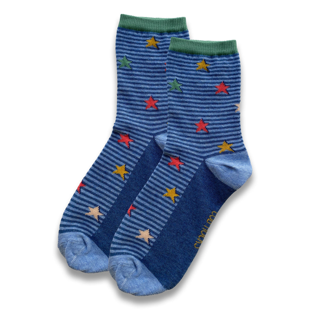 1PK LADIES COTTON STAR SOCKS 