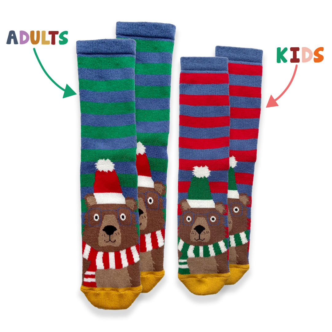 1 Pack Cosy Bear Adults Socks and 1 Pack Cosy Cub Kids Socks 